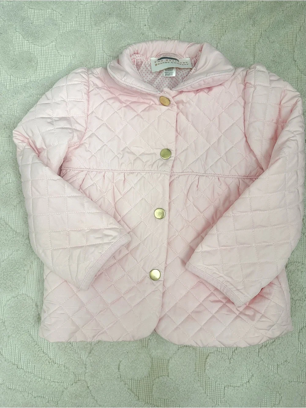 TBBC pink quilted Carlyle coat size 5